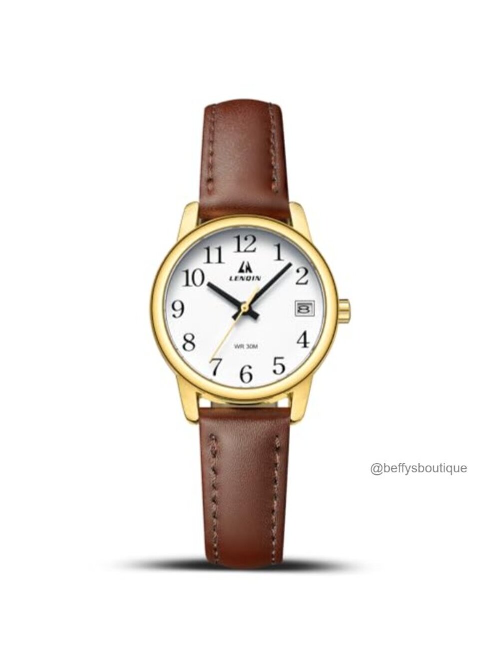 Women's Analog Quartz Watch Leather Strap 30M Water Resistant Easy Reader